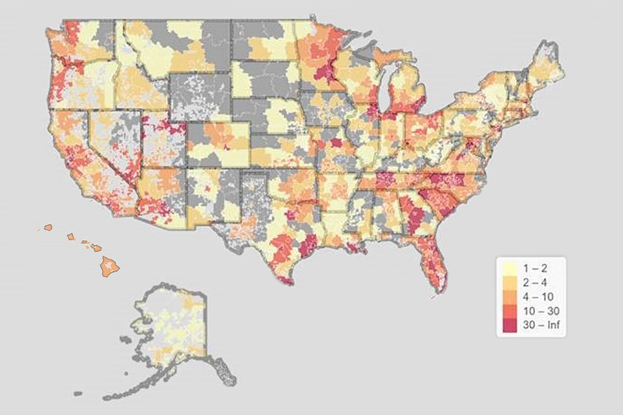 Map of the United States that shows study participants represented all 50 states.