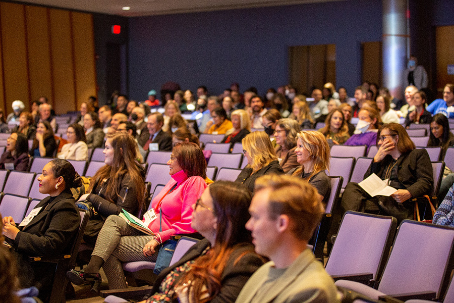 Attendees gather at Natcher Conference Center for Rare Disease Day at NIH.